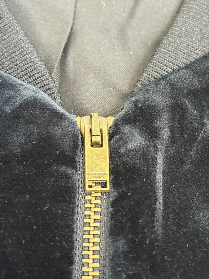 SS2016 Saint Laurent Musical Note Black Velvet Bomber Jacket ArwyXYK 9