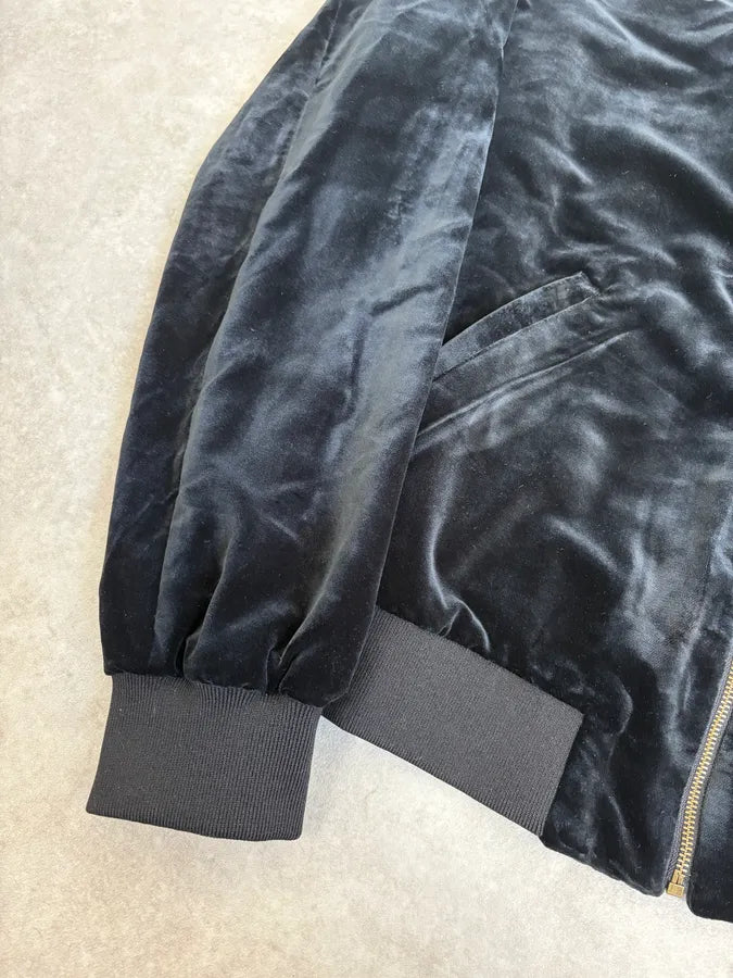 SS2016 Saint Laurent Musical Note Black Velvet Bomber Jacket ArwyXYK 7