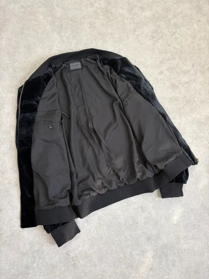 SS2016 Saint Laurent Musical Note Black Velvet Bomber Jacket ArwyXYK 6