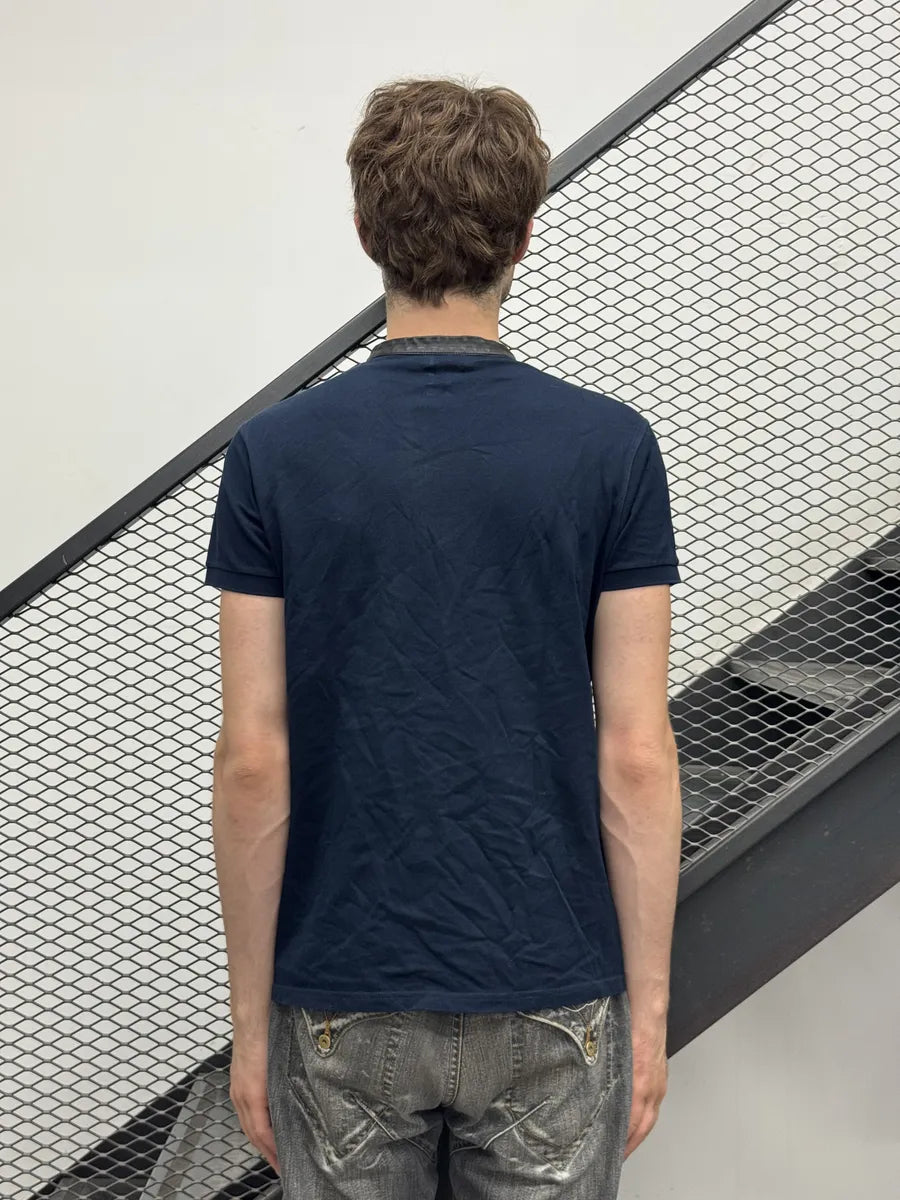 SS2015 Saint Laurent Navy Leather Collar Polo by Hedi Slimane LQFqcnP 2