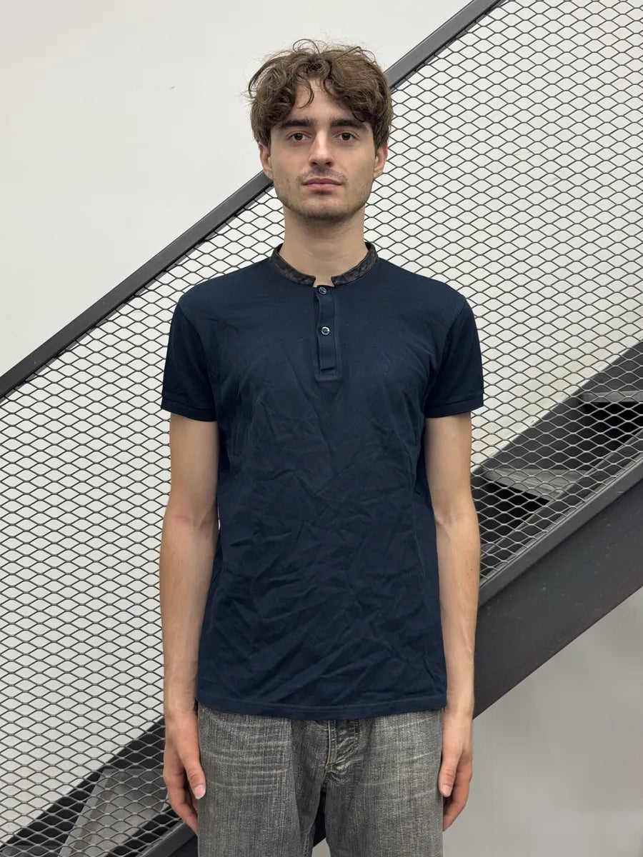 SS2015 Saint Laurent Navy Leather Collar Polo by Hedi Slimane LQFqcnP 1