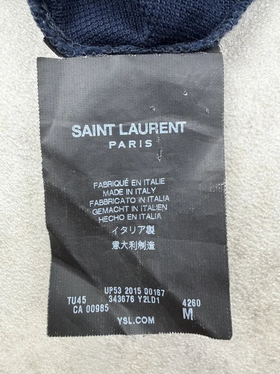SS2015 Saint Laurent Navy Leather Collar Polo by Hedi Slimane LQFqcnP 7