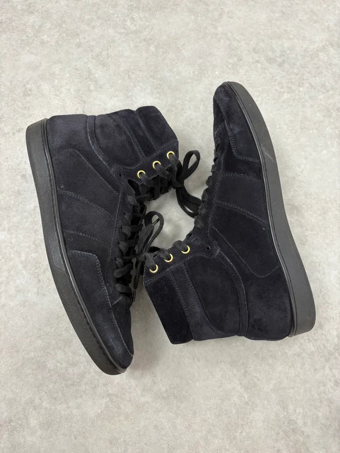 Saint Laurent Navy SL/10 Suede Leather High Sneakers tnYSaZF 5