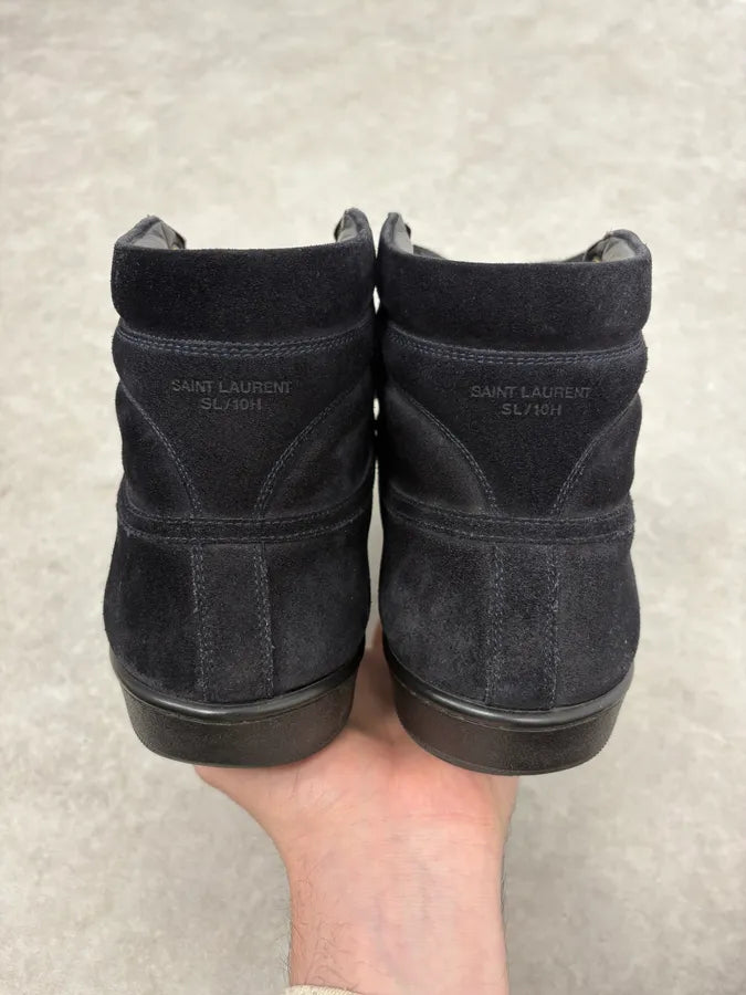Saint Laurent Navy SL/10 Suede Leather High Sneakers tnYSaZF 6