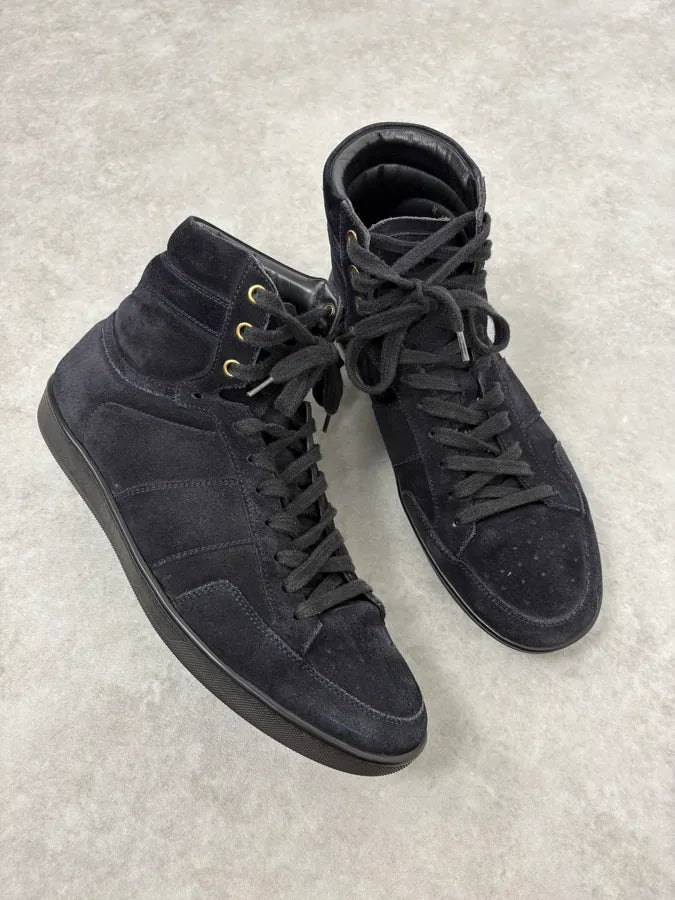 Saint Laurent Navy SL/10 Suede Leather High Sneakers tnYSaZF 4