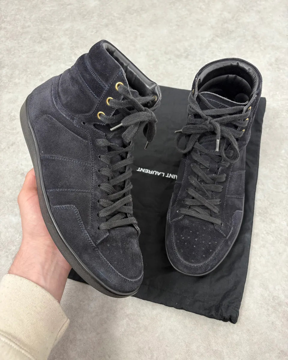 Saint Laurent Navy SL/10 Suede Leather High Sneakers tnYSaZF 0