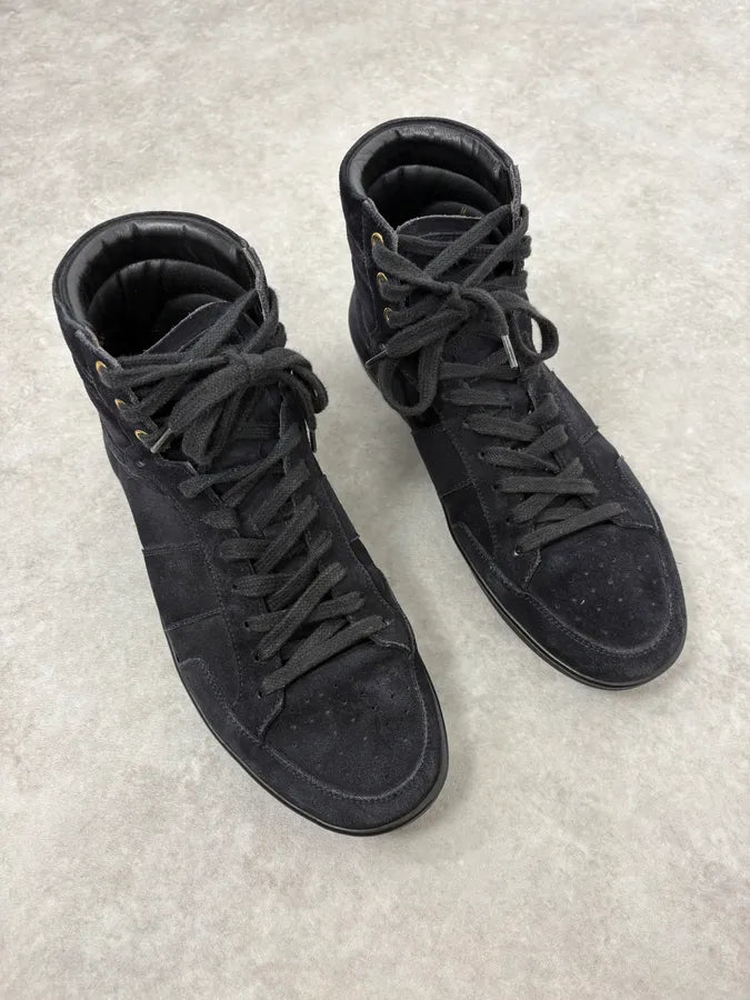 Saint Laurent Navy SL/10 Suede Leather High Sneakers tnYSaZF 3