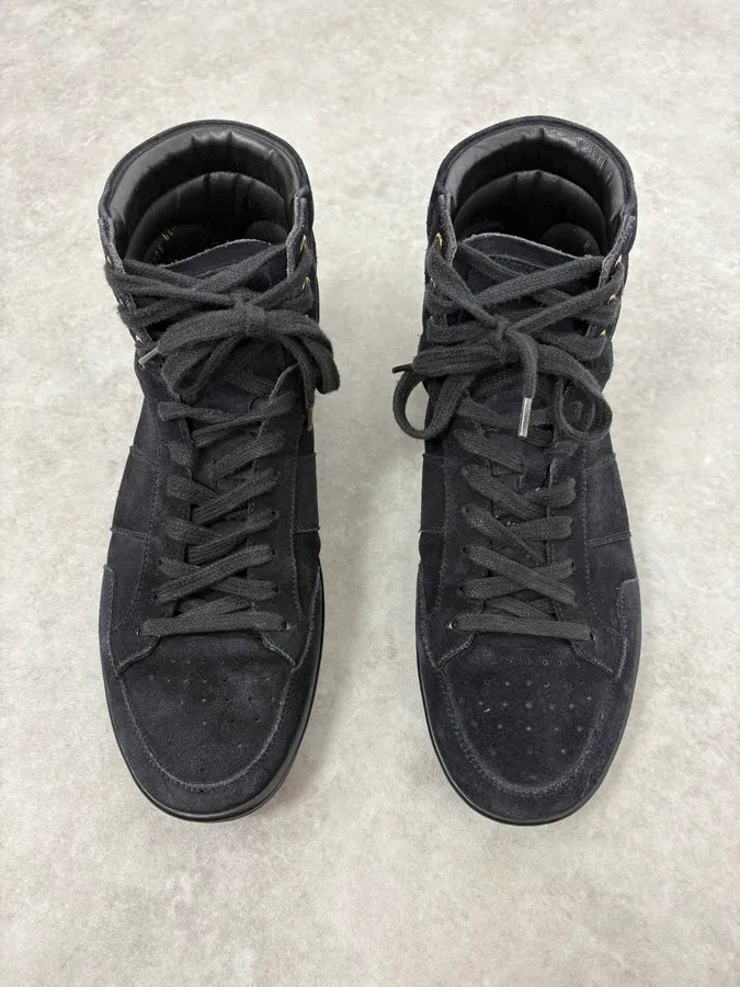 Saint Laurent Navy SL/10 Suede Leather High Sneakers tnYSaZF 1