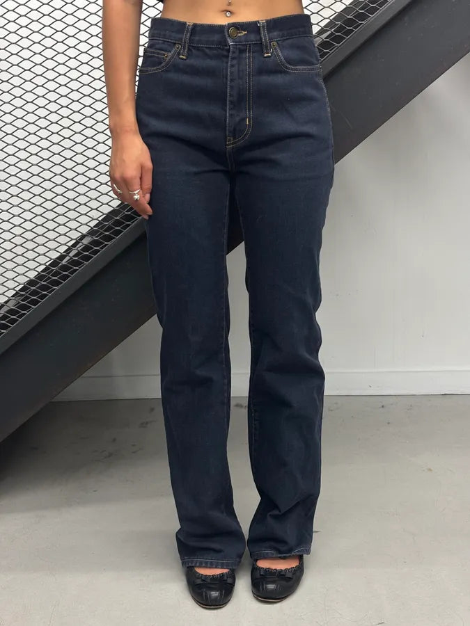2010s Saint Laurent Navy Straight Denim Jeans cVqxPCL 0