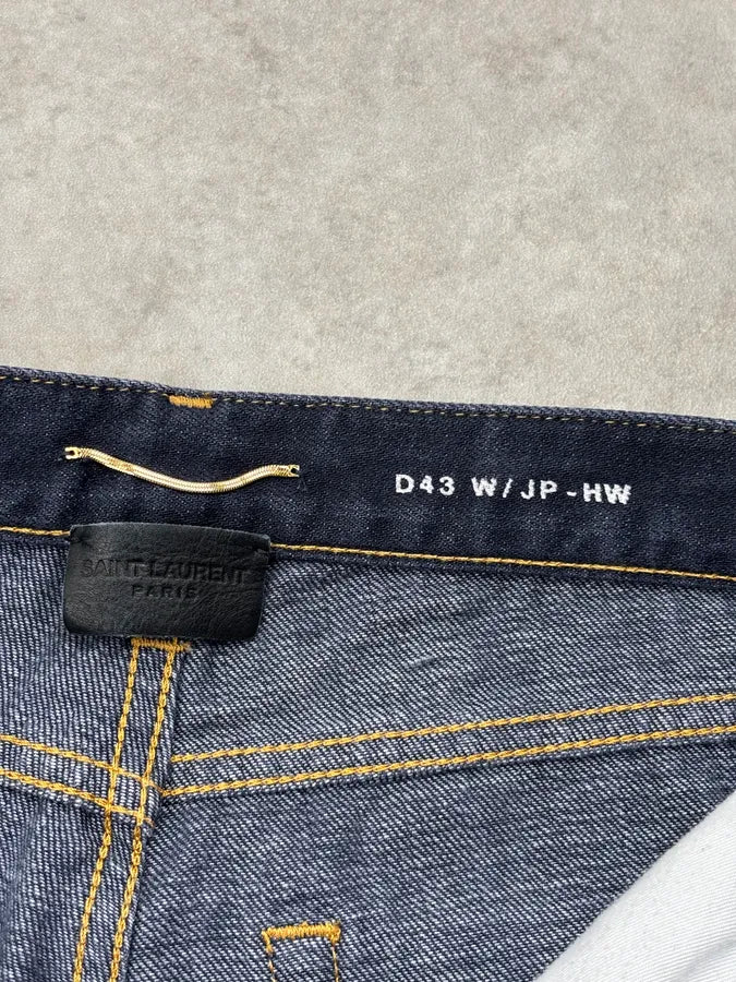 2010s Saint Laurent Navy Straight Denim Jeans cVqxPCL 11