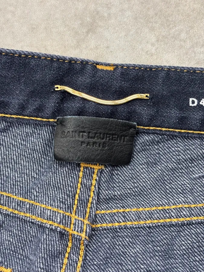 2010s Saint Laurent Navy Straight Denim Jeans cVqxPCL 10