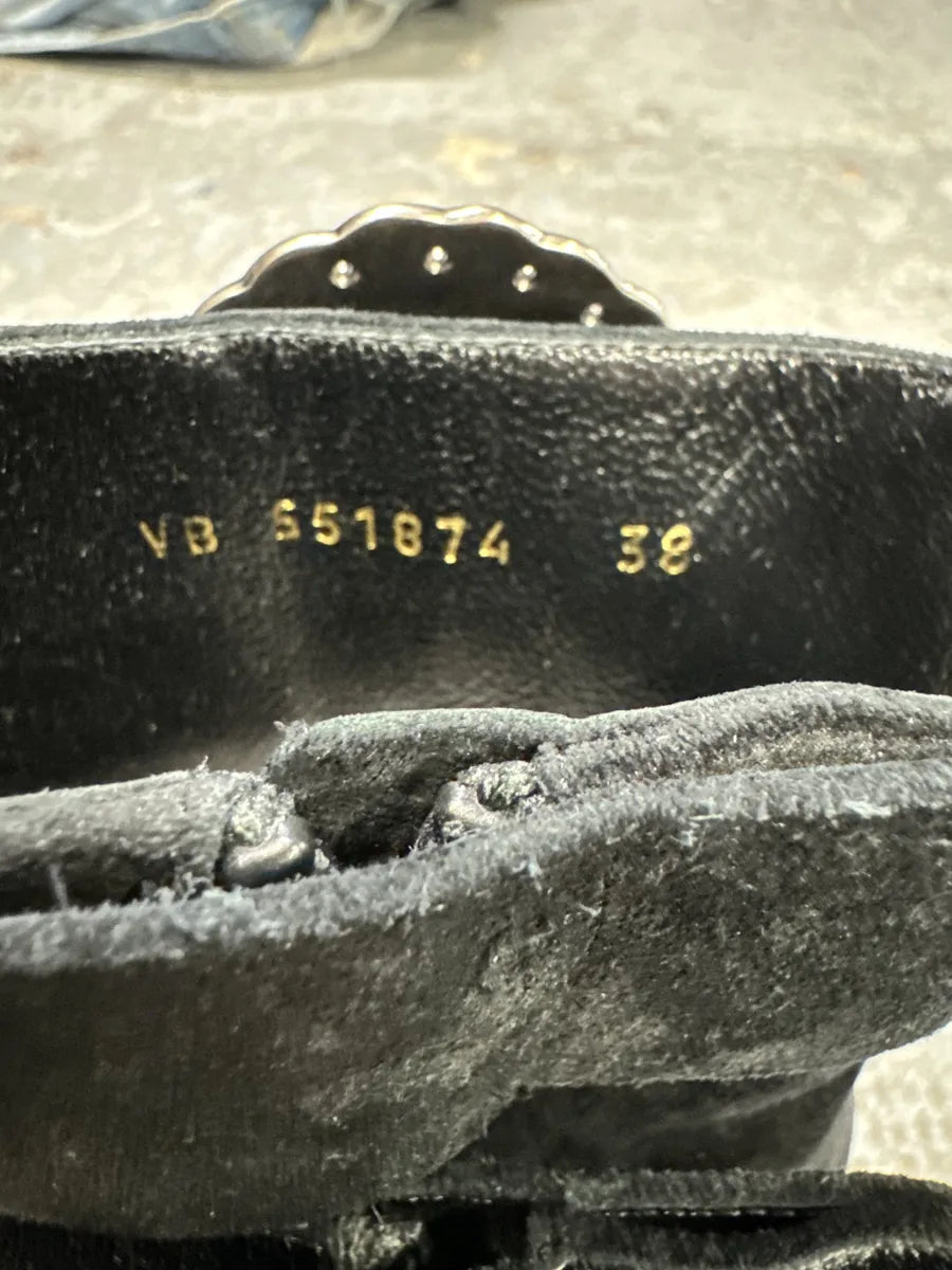 Saint Laurent Navy Suede Ankle Metallic Buckle Boots (38eu/us5.5) BBXaCBA 10