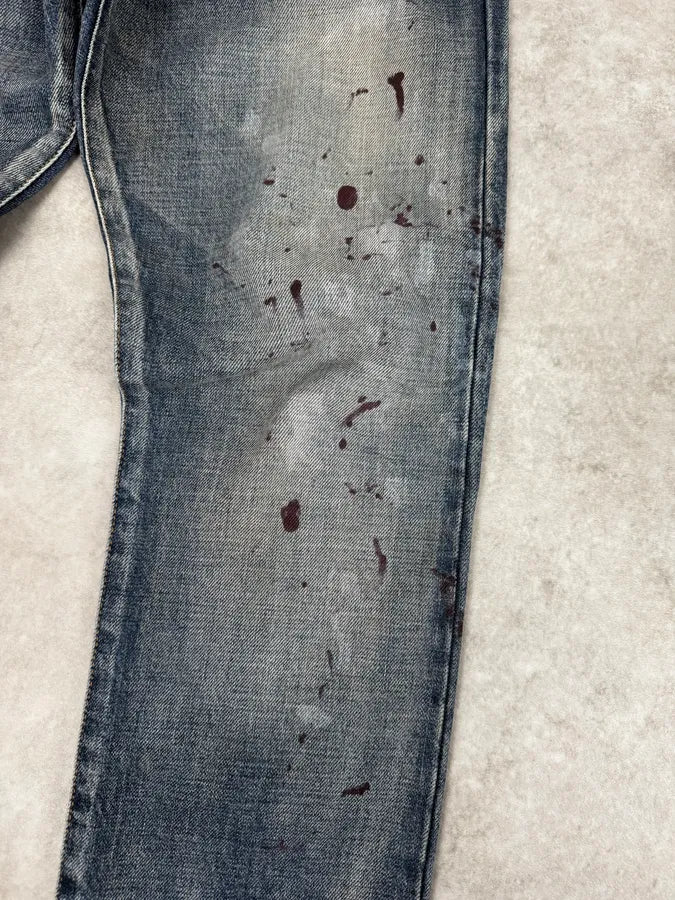 AW2018 Saint Laurent Blue Painted Denim Jeans qgRPTCH 7