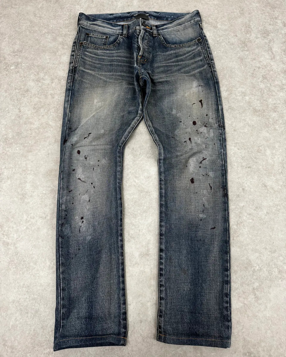 AW2018 Saint Laurent Blue Painted Denim Jeans qgRPTCH 0