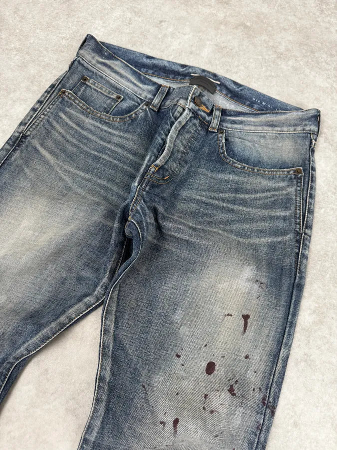 AW2018 Saint Laurent Blue Painted Denim Jeans qgRPTCH 5