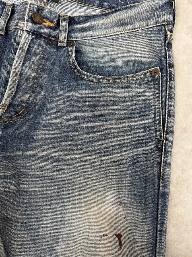 AW2018 Saint Laurent Blue Painted Denim Jeans qgRPTCH 8
