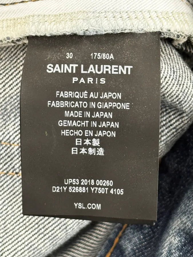 AW2018 Saint Laurent Blue Painted Denim Jeans qgRPTCH 13