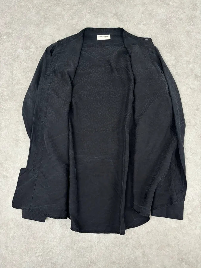 FW2013 Saint Laurent Paris Black Subtle Tone-on-Tone Leopard Shirt FQRjTHw 6