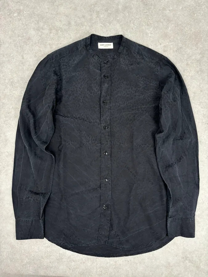 FW2013 Saint Laurent Paris Black Subtle Tone-on-Tone Leopard Shirt FQRjTHw 0
