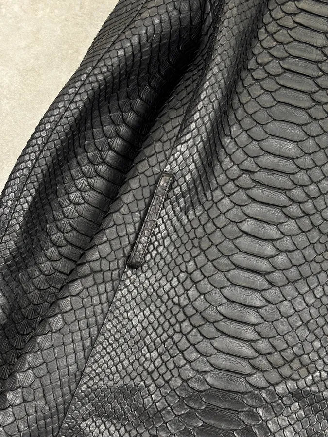 FW2019 Saint Laurent Paris Sample Black Python Leather Blazer Jacket vRWEpSa 10