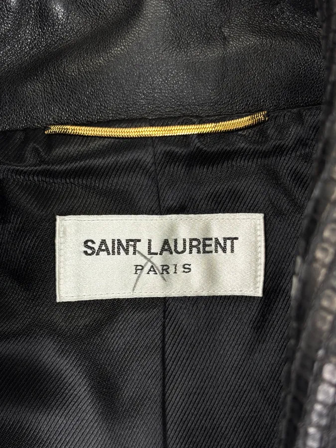 FW2019 Saint Laurent Paris Sample Black Python Leather Blazer Jacket vRWEpSa 11