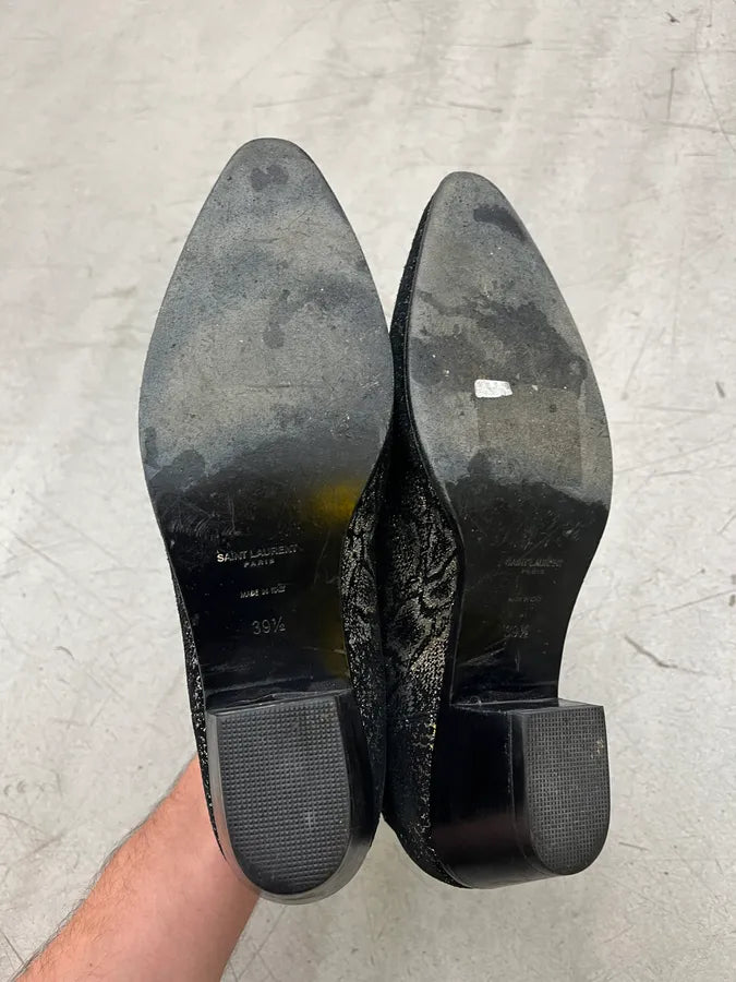 Saint Laurent Python Glitter Effect Black & Silver Chelsea Boots RgHfzoG 6