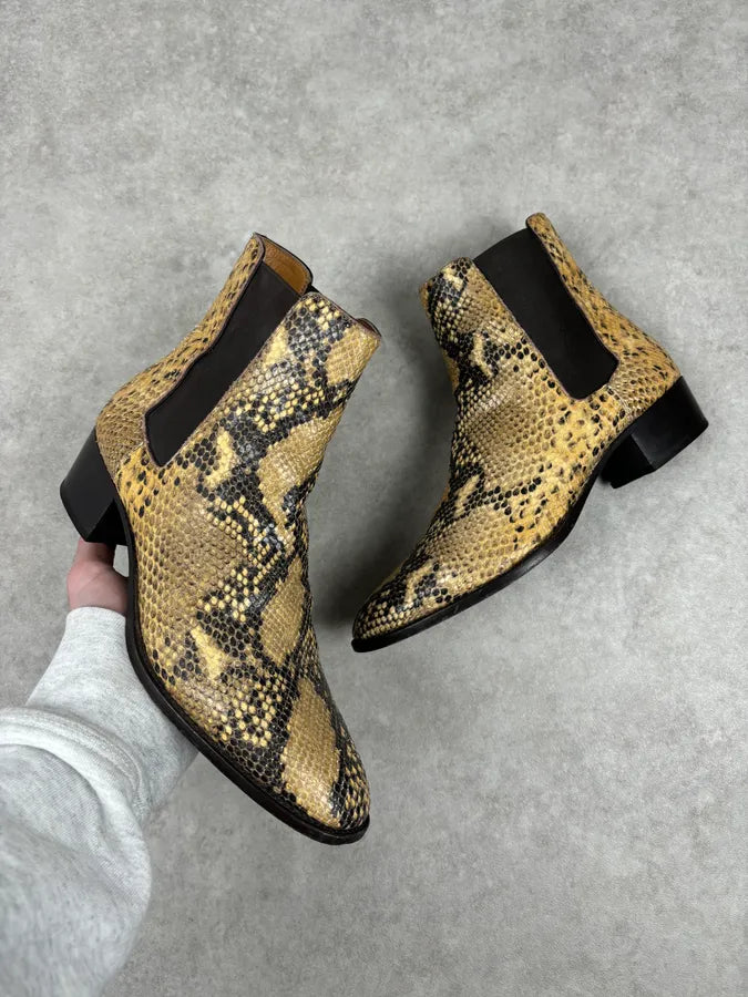 2010s Saint Laurent Yellow Python Leather Boots EuVFaYu 0