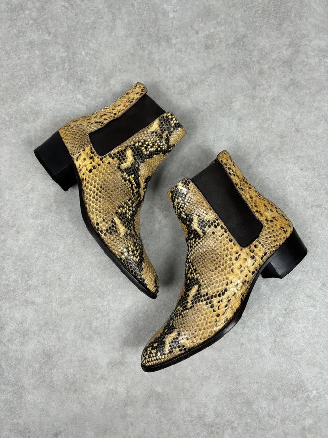 2010s Saint Laurent Yellow Python Leather Boots EuVFaYu 1