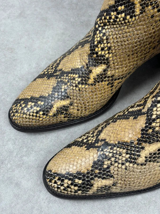 2010s Saint Laurent Yellow Python Leather Boots EuVFaYu 5