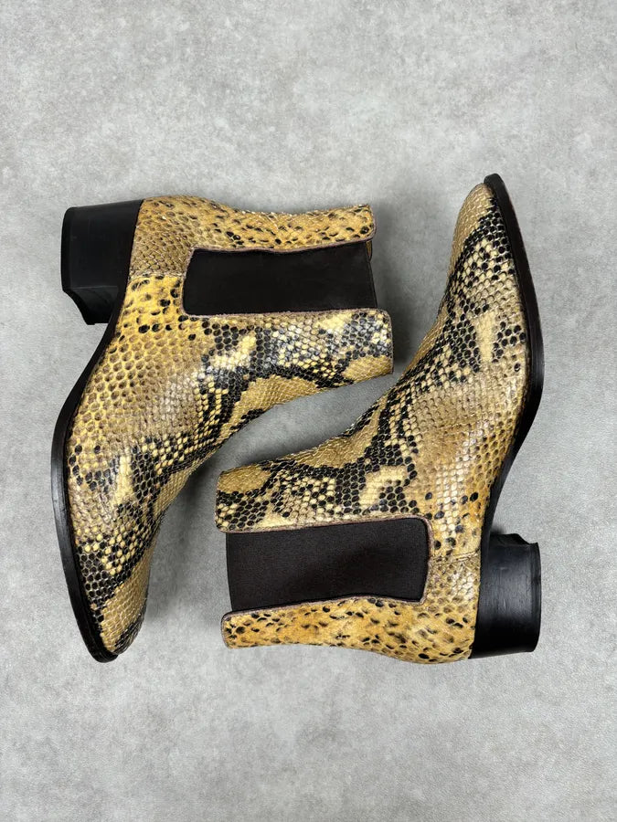2010s Saint Laurent Yellow Python Leather Boots EuVFaYu 2