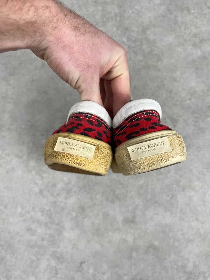 Saint Laurent Red & Black Leopard LA Sneakers YTIxMQb 5