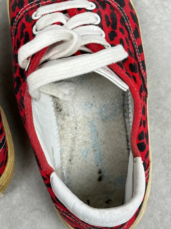 Saint Laurent Red & Black Leopard LA Sneakers YTIxMQb 8