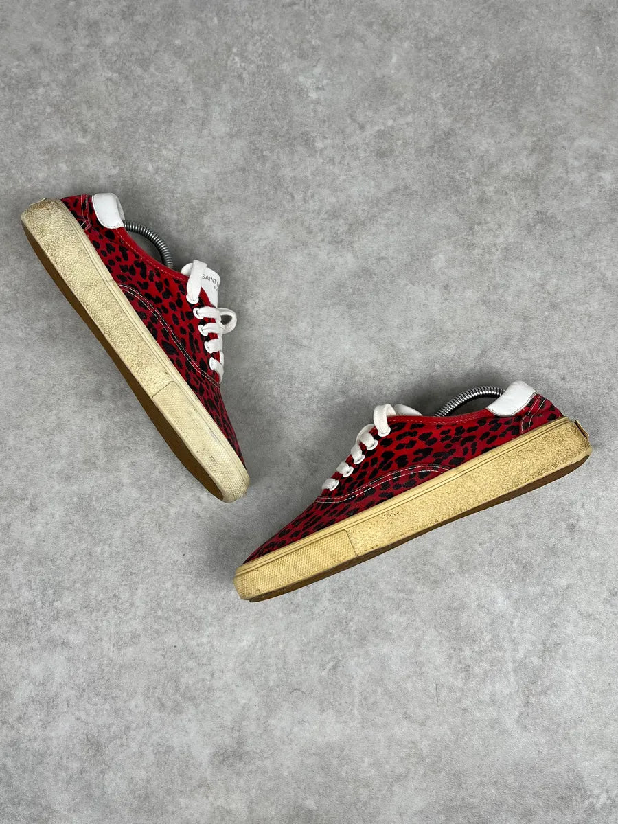 Saint Laurent Red & Black Leopard LA Sneakers YTIxMQb 2