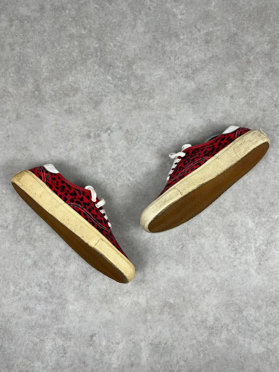 Saint Laurent Red & Black Leopard LA Sneakers YTIxMQb 4