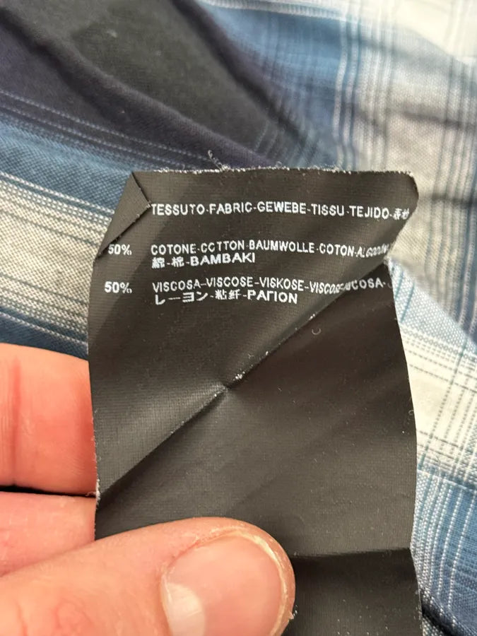 SS2014 Saint Laurent Black & Blue Checkered Shirt yEYsvWY 11