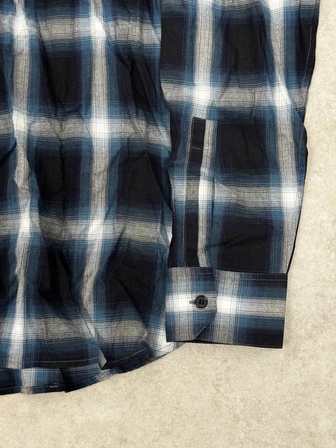 SS2014 Saint Laurent Black & Blue Checkered Shirt yEYsvWY 7