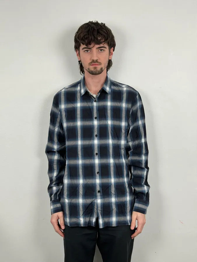 SS2014 Saint Laurent Black & Blue Checkered Shirt yEYsvWY 1