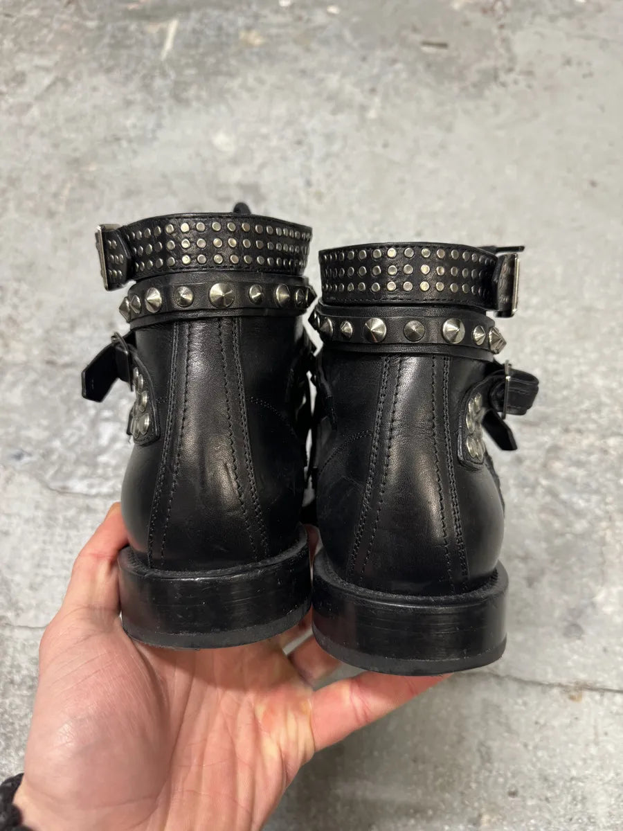 Saint Laurent Signature Rangers Studded Black Leather Boots (39eu/us6.5) 3