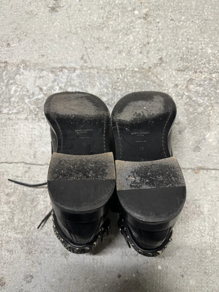 Saint Laurent Signature Rangers Studded Black Leather Boots (39eu/us6.5) 8