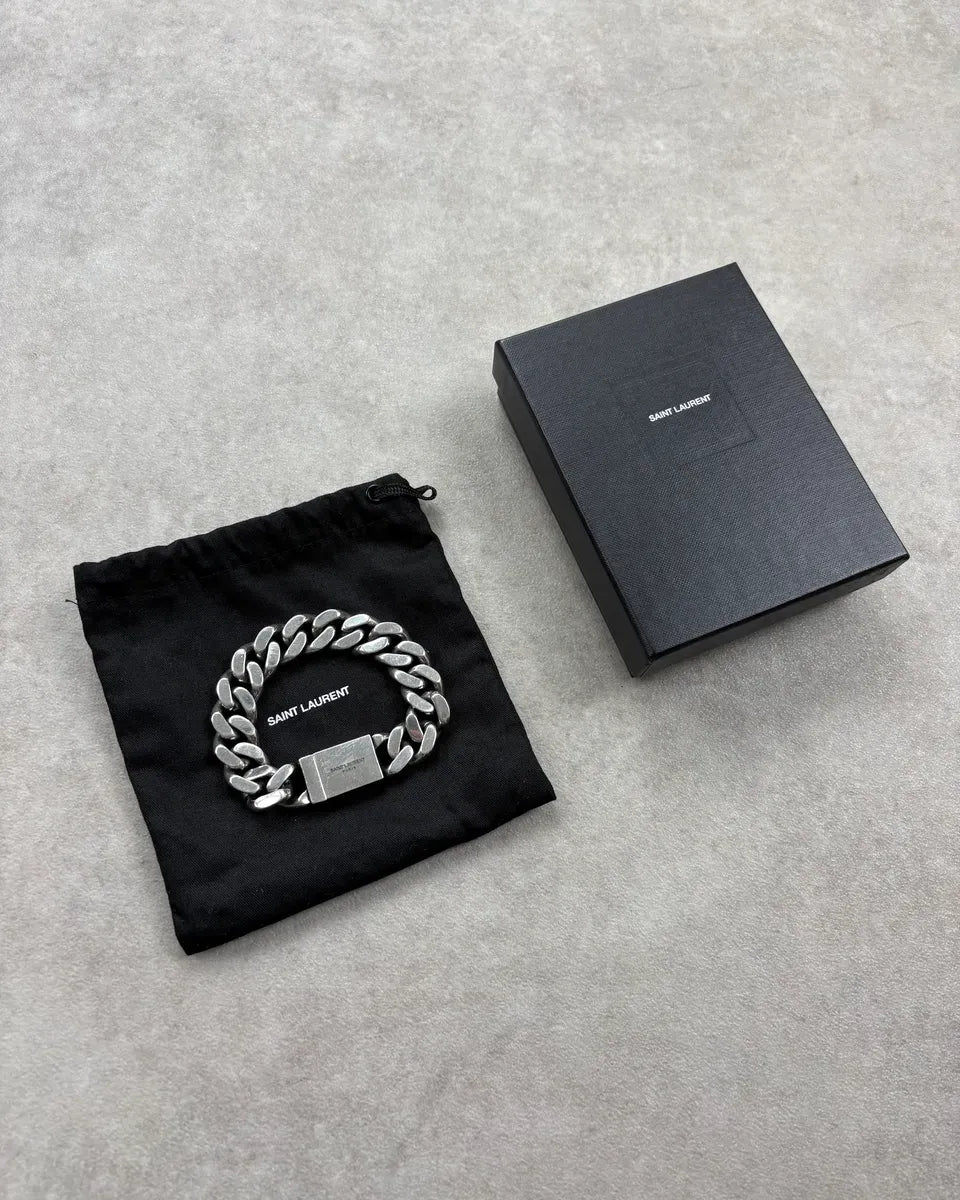 Saint Laurent Silver Metal Cuban Chain Bracelet gDxZiAO 0