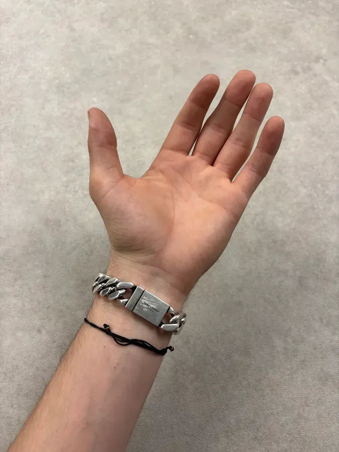 Saint Laurent Silver Metal Cuban Chain Bracelet gDxZiAO 3