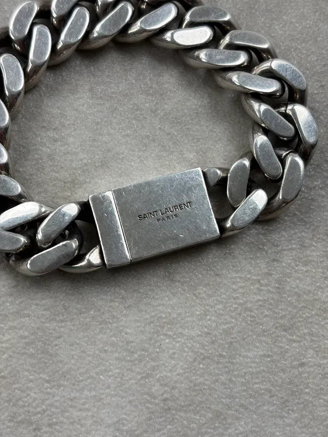 Saint Laurent Silver Metal Cuban Chain Bracelet gDxZiAO 6