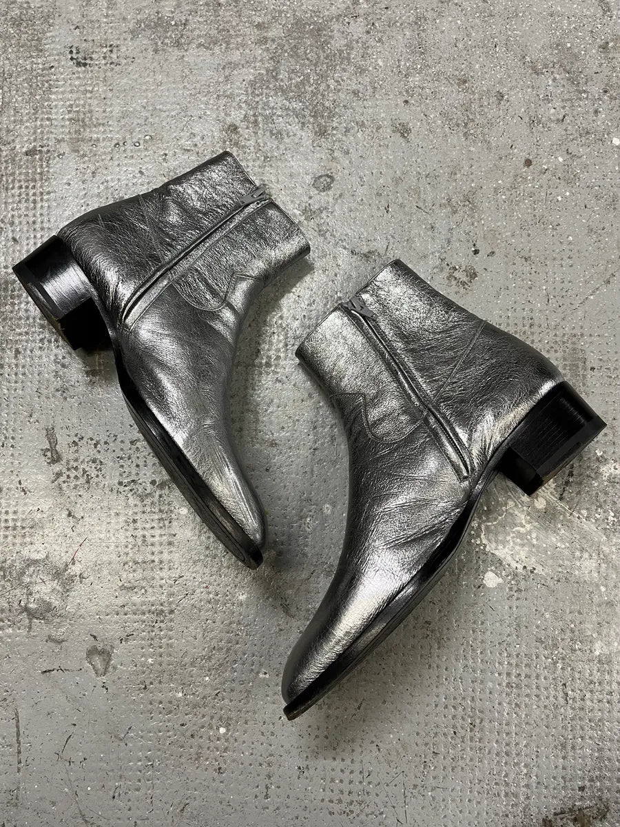 Saint Laurent Silver Metallic Star Boots (40eu/us7) rJgcqZW 2