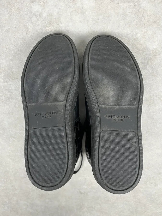 Saint Laurent SL Black Crocodile Effect Leather High Sneakers iQOZIku 7