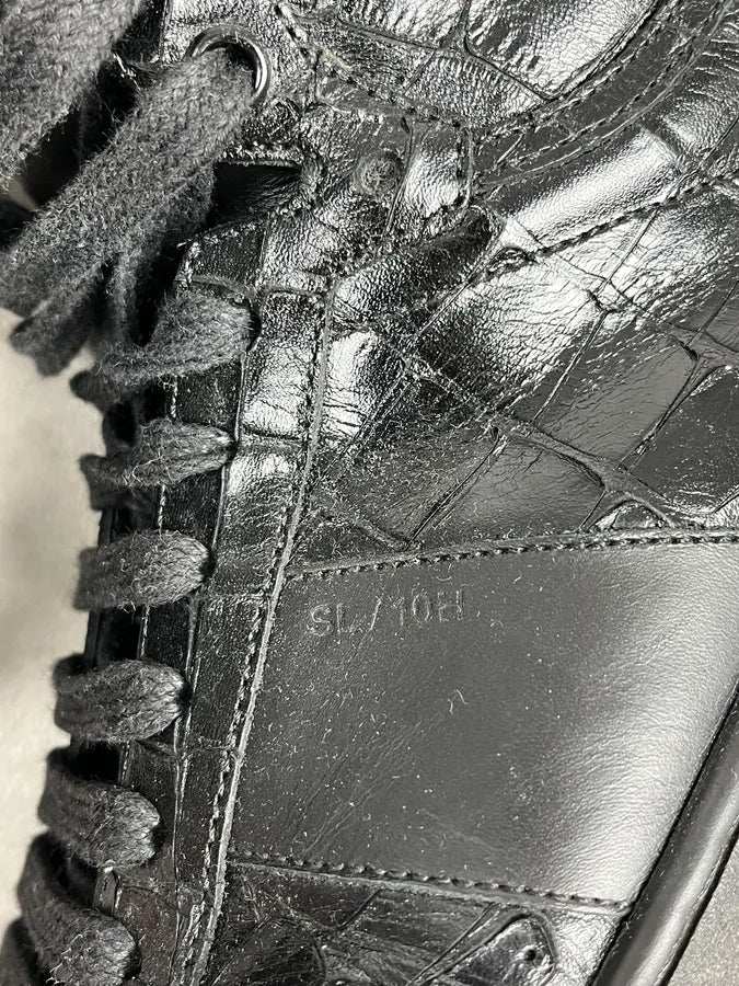 Saint Laurent SL Black Crocodile Effect Leather High Sneakers iQOZIku 8