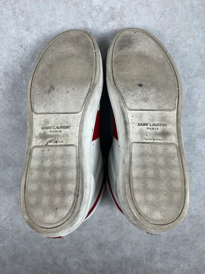 Saint Laurent SL White & Red High Top Leather Sneakers pDikhOM 8
