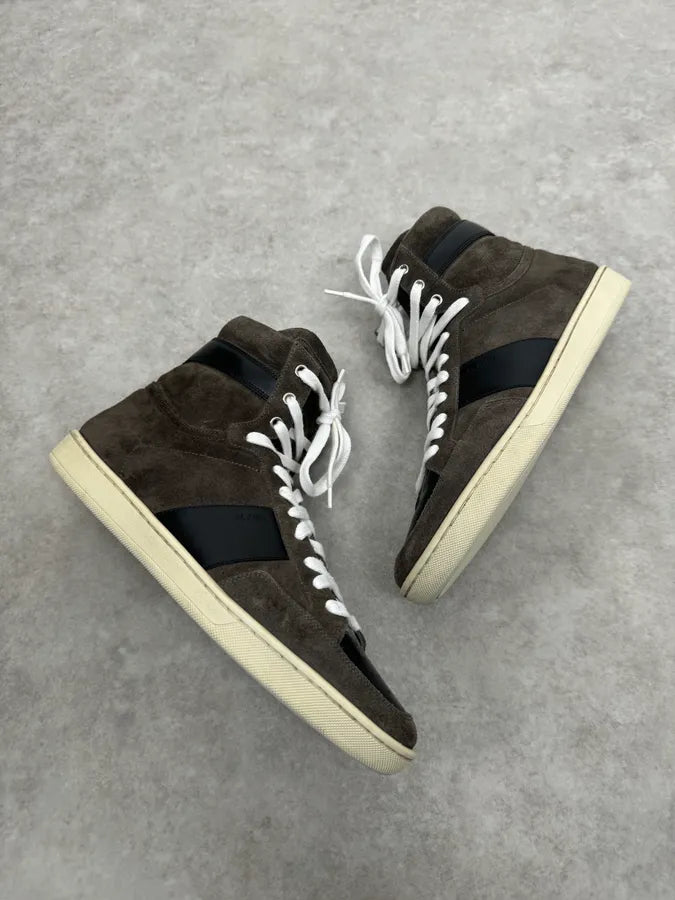 Saint Laurent SL10/H Brown & Black Leather High Sneakers vchzPtO 1