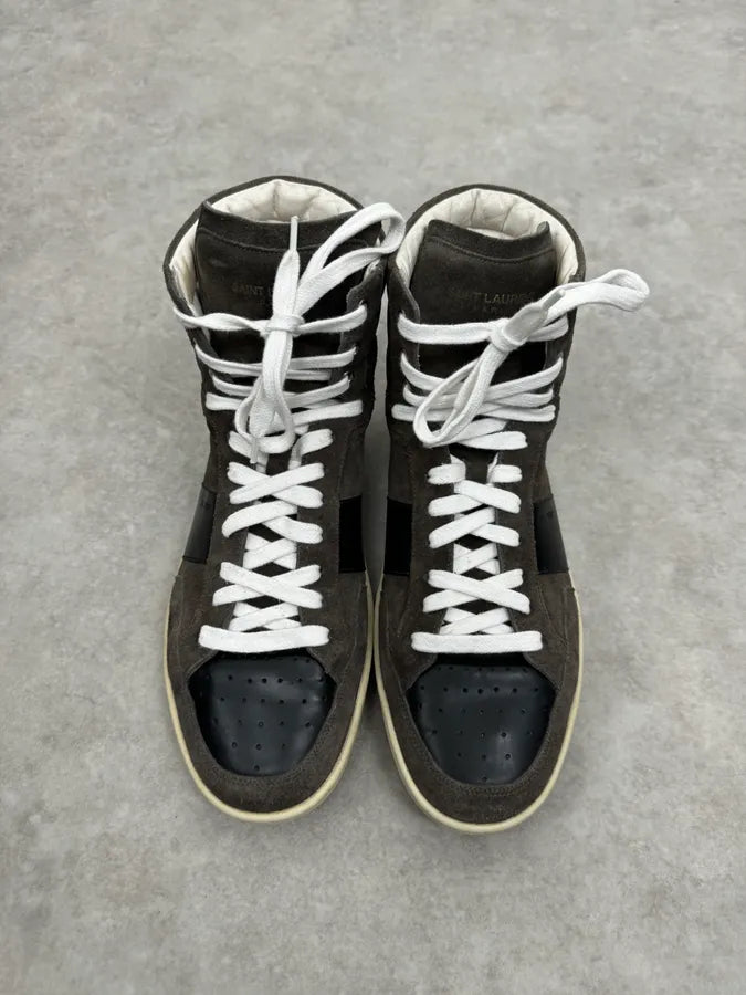 Saint Laurent SL10/H Brown & Black Leather High Sneakers vchzPtO 3