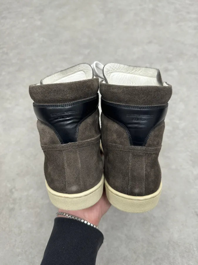 Saint Laurent SL10/H Brown & Black Leather High Sneakers vchzPtO 4