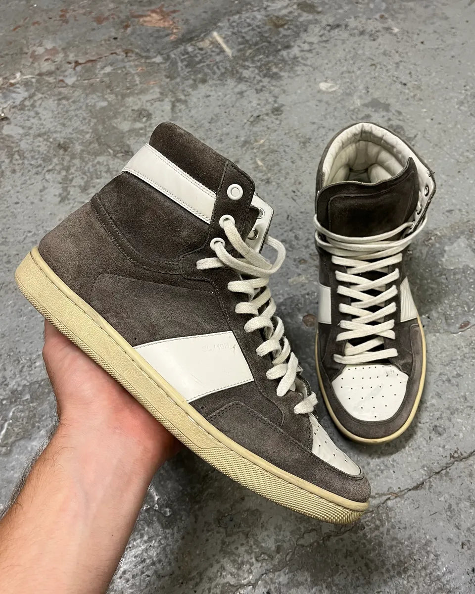 Saint Laurent SL10H Grey & Suede High Shoes by Hedi Slimane IfZCMAn 0